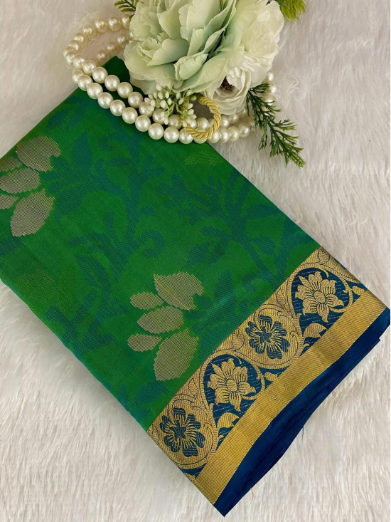 Bottle Green Zariwork Pure Silk Saree