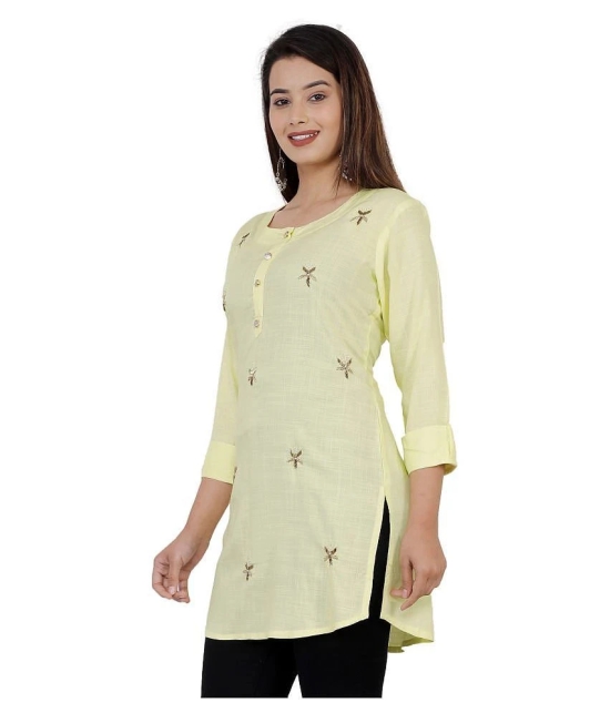 HIGHLIGHT FASHION EXPORT - Yellow Rayon Womens Straight Kurti ( Pack of 1 ) - M