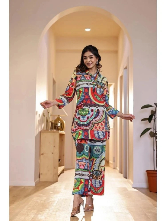 Label Flavia Multi Color Printed Pant Top Set - None