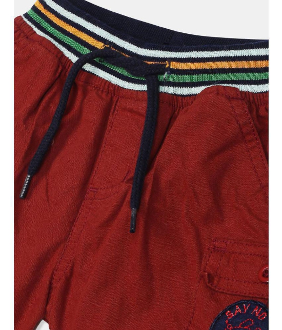 Boys Maroon Striped Waist Woven Shorts - None