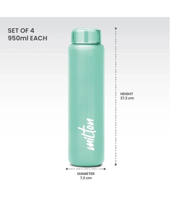 Milton Aqua 1000 Stainless Steel Water Bottle Set of 4, 950 ml Each, Light Green - Multicolour