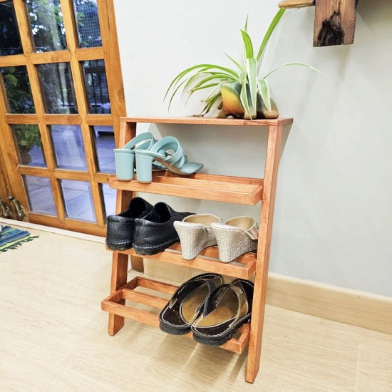 BARISH - Shoe Rack Simple, Handcrafted Rubberwood Shoe Rack, Shoe Rack for Home, Hall, Office