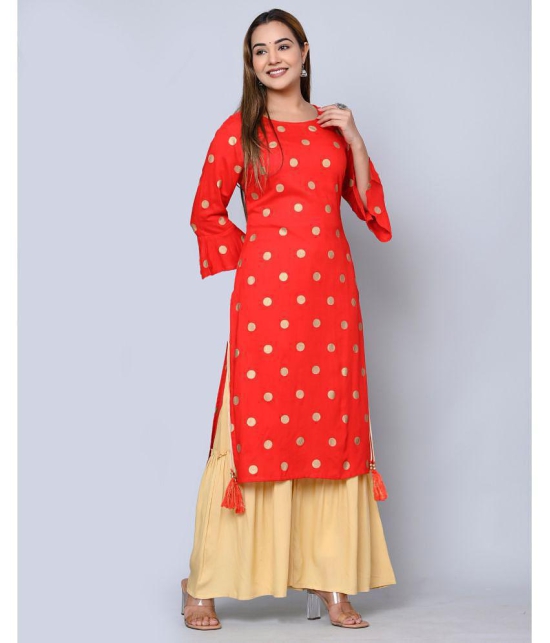 MAUKA - Red Straight Rayon Womens Stitched Salwar Suit ( Pack of 1 ) - None