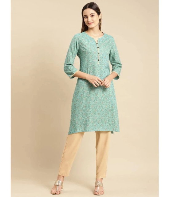 Rangita Women Rayon Green Tonal Printed Knee Length Straight Kurti - None