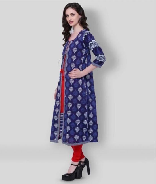 Divena - Multicolor Cotton Womens Double Layered Kurti ( Pack of 1 ) - S