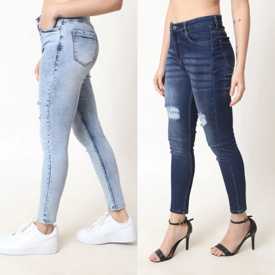 Women Combo Of Light & Dark Blue Skinny jeans-26