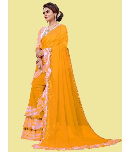 Apnisha Georgette Embellished Saree With Blouse Piece - Yellow ( Pack of 1 ) - Yellow