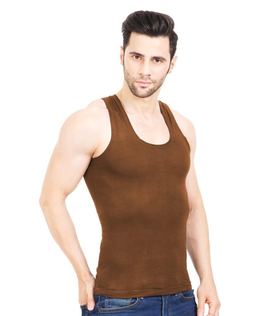 NRG Mens Sleeveless Colour Cotton Vest  ( Pack of 1 Light Brown ) G23