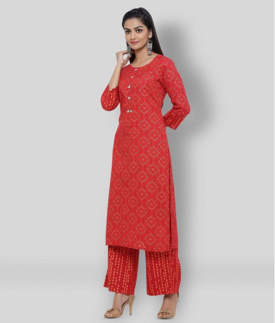 KIPEK - Red Straight Rayon Womens Stitched Salwar Suit ( Pack of 1 ) - M