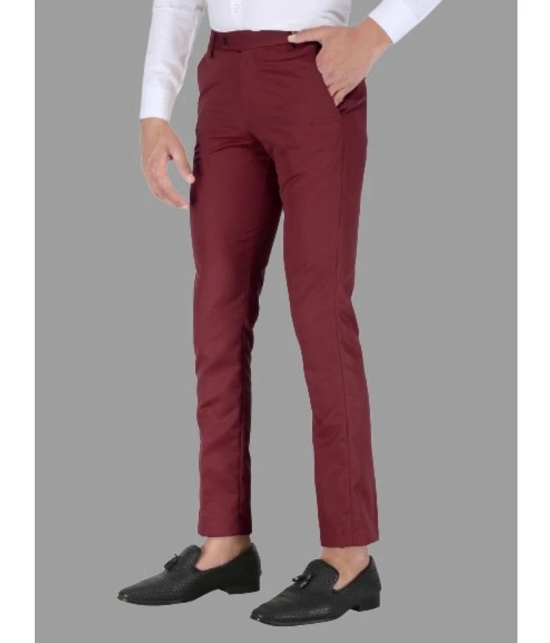 Playerz - Maroon Polycotton Slim - Fit Mens Formal Pants ( Pack of 1 ) - None