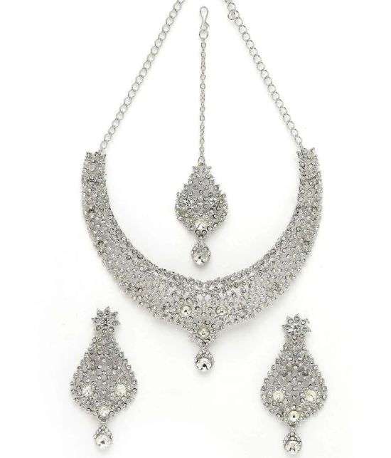 Sukkhi Silver Alloy Necklace Set ( Pack of 1 ) - Silver