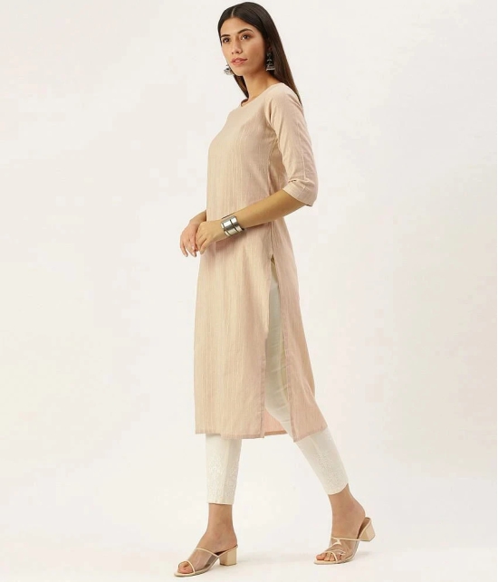 Hritika Cotton Blend Solid Straight Womens Kurti - Beige ( Pack of 1 ) - None