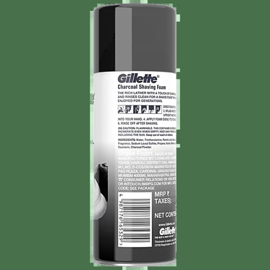 Gillette Charcoal Foam, 196 Gm