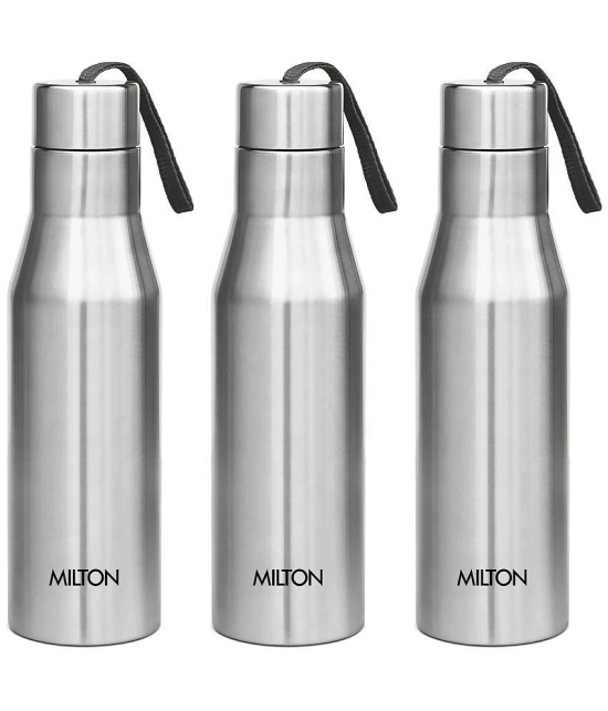 Milton Super 1000 Single Wall Stainless Steel Bottle, Set of 3, 1000 ml Each, Silver | 100% Leak Proof | Office Bottle | Gym Bottle | Home | Kitchen | Hiking | Treking Bottle | Travel Bottle