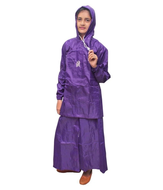 Goodluck Nylon Raincoat Set - Purple - XXL