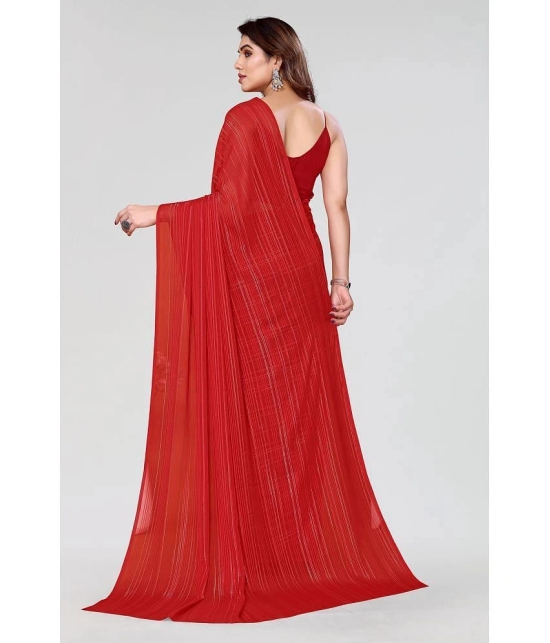 ANAND SAREES Satin Self Design Saree Without Blouse Piece - Red ( Pack of 1 ) - Red