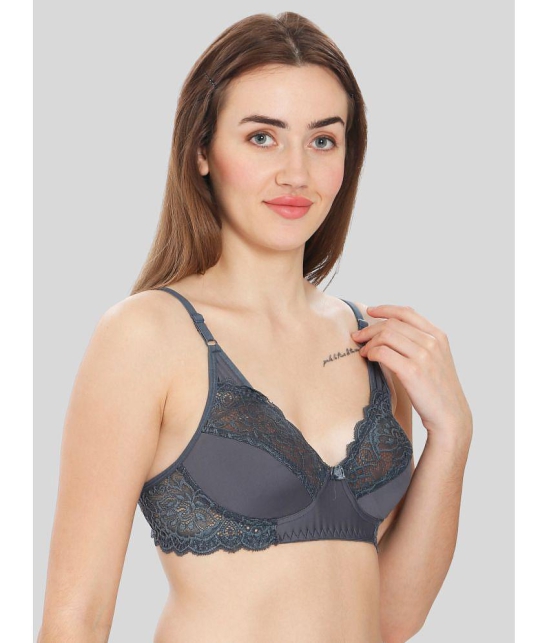 ILRASO - Dark Grey Lace Non Padded Women's T-Shirt Bra ( Pack of 1 ) - None