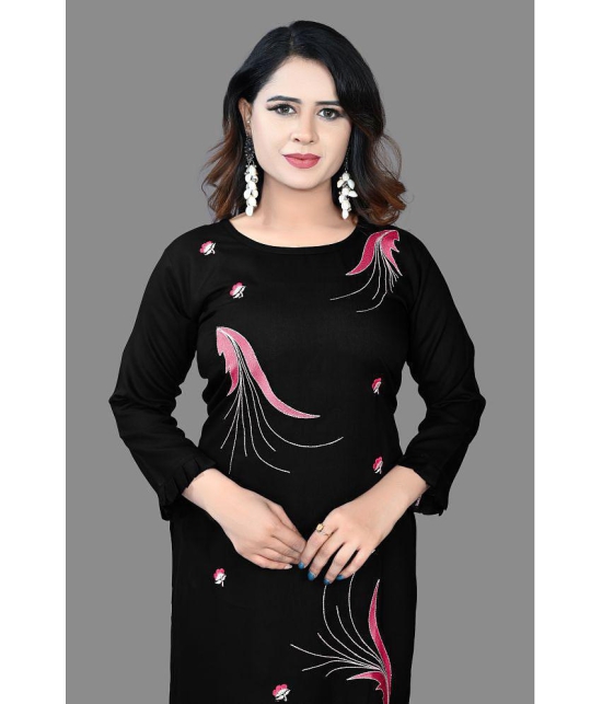 haya fashion - Black Rayon Women's Straight Kurti ( Pack of 1 ) - None