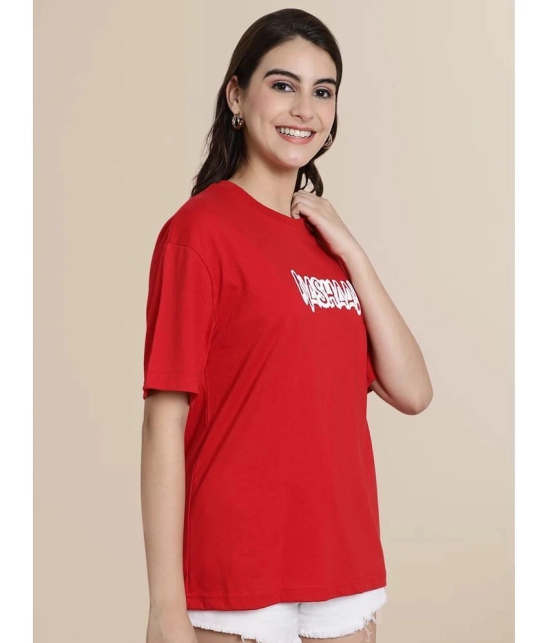 Fabflee Red Cotton Loose Fit Womens T-Shirt ( Pack of 1 ) - None