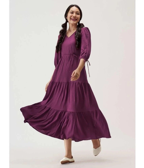 JASH CREATION - Mauve Rayon Womens Fit & Flare Dress ( Pack of 1 ) - None