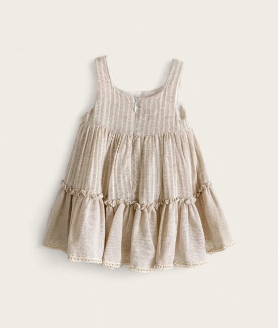 Triple Ruffle Dress-2-3 years / Beige / Girls