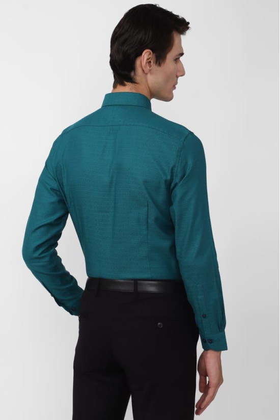 Men Green Slim Fit Formal Full Sleeves Formal Shirt