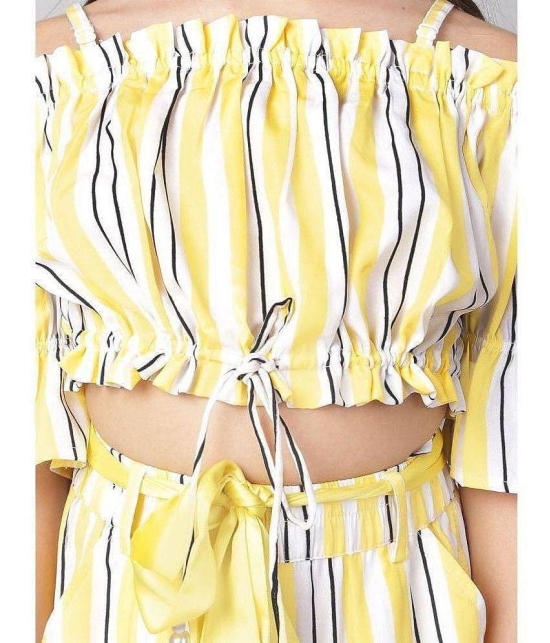 Naughty Ninos Yellow & White Polyester Girls Top With Palazzo ( Pack of 1 ) - None