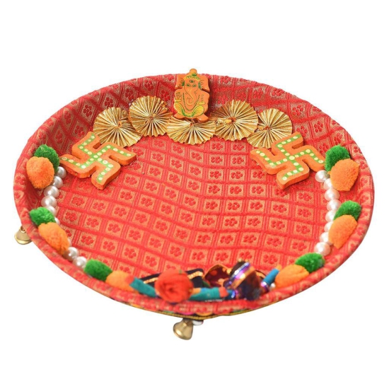 Garvi Gurjari (A Gujarat Govt Enterprise) Metal Puja Pair Thali (27 cm x 27 cm)