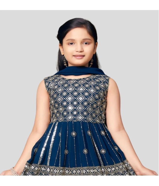 Aarika Teal Georgette Girls Patiala Kurta Set ( Pack of 1 ) - None