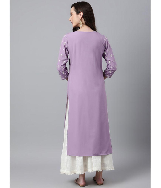 Janasya - Lavender Crepe Womens Straight Kurti ( Pack of 1 ) - None