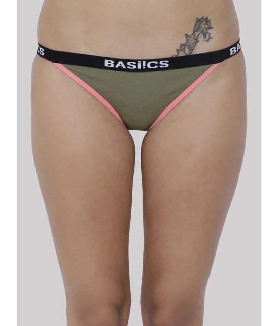 BASIICS By La Intimo - Olive BCPBR09 Cotton Lycra Solid Womens Bikini ( Pack of 1 ) - None