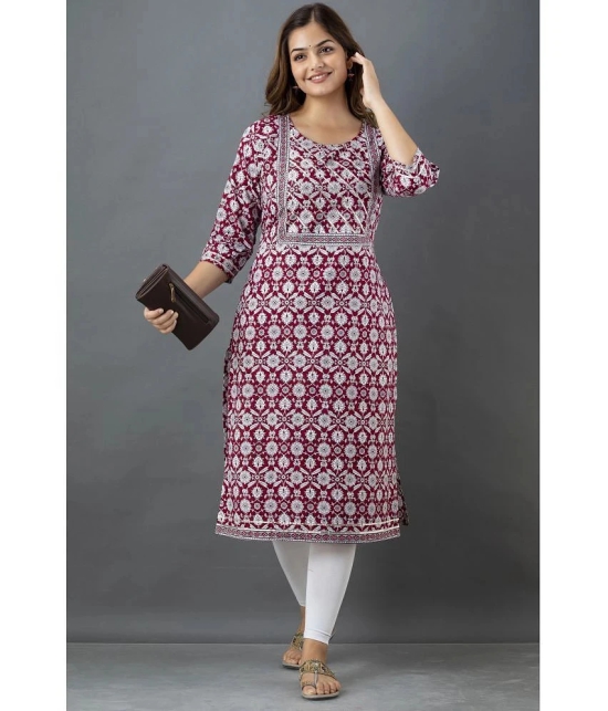 Lee Moda - Maroon Cotton Womens Straight Kurti ( Pack of 1 ) - None