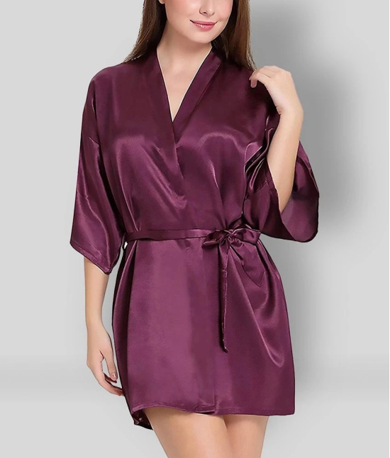 Piquant - Purple Satin Womens Nightwear Robes ( Pack of 1 ) - Free Size