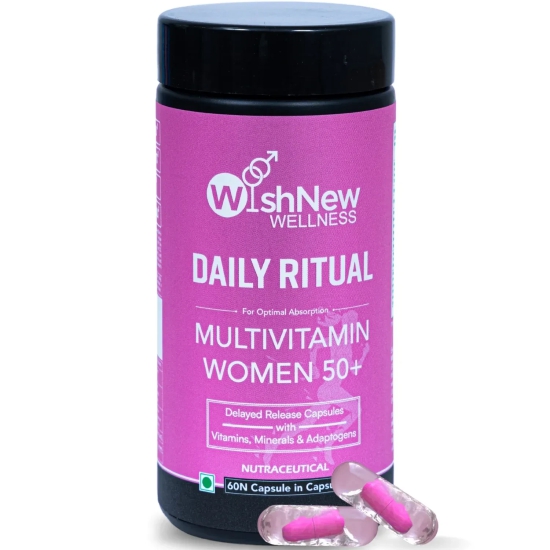 WishNew Wellness Daily Ritual Women's 50+ Multivitamin | Comprehensive Nutrient Blend for Menopause, Skin & Joint Health | 60 Delayed Release Oil Capsules for Optimal Absorption & Wellbeing