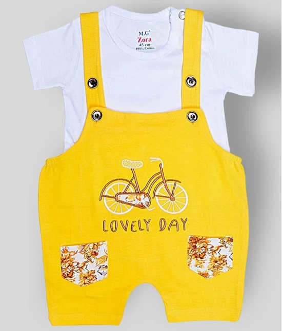 Sathiyas - Yellow Cotton Baby Boy Dungaree Sets ( Pack of 1 ) - None