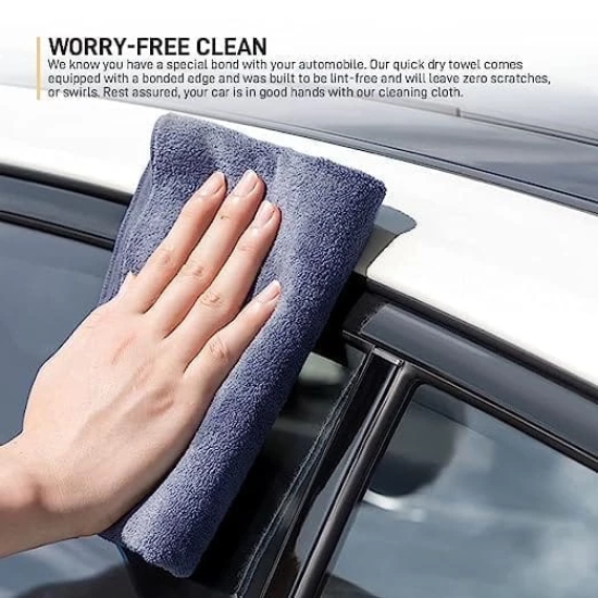 Gizga Essentials Microfiber Cloth, 340 GSM, High Absorbent Automotive Microfibre Towels for Car Bike Cleaning Polishing Washing, Multipurpose Cloth for Laptop, Mobile Screen, Kitchen Cloth, 8 Unit