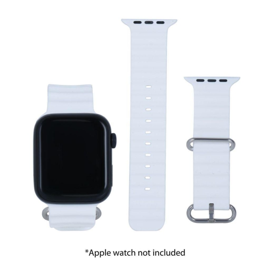 Croma Soft Silicone Ridged Strap for Apple iWatch (38mm / 40mm / 41mm) (Apple Compatible, White)