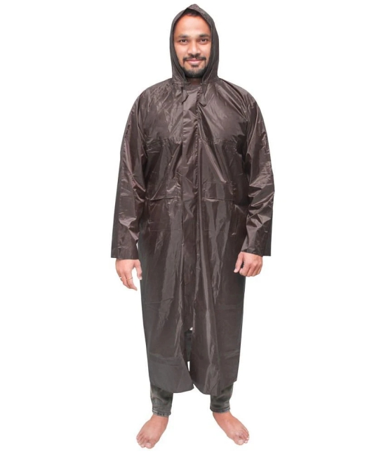 Goodluck Polyester Long Raincoat - Brown - None