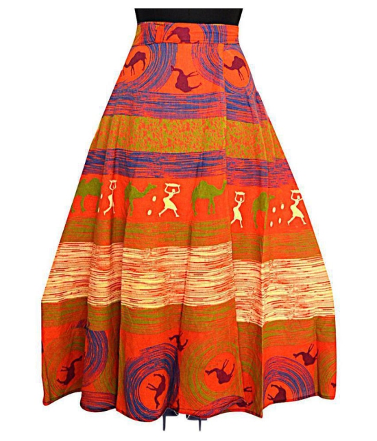 Rangun Cotton A-Line Skirt - Orange - 37-41