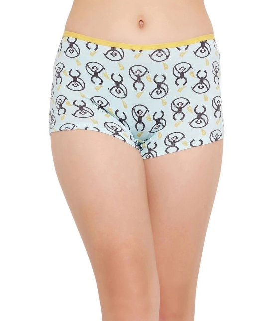 Clovia Blue Cotton Printed Womens Boy Shorts ( Pack of 1 ) - None