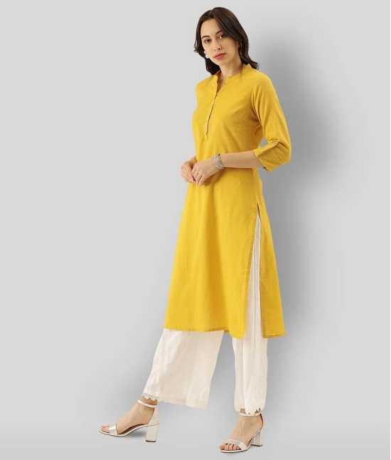 Divena - Yellow Cotton Womens Straight Kurti ( Pack of 1 ) - L