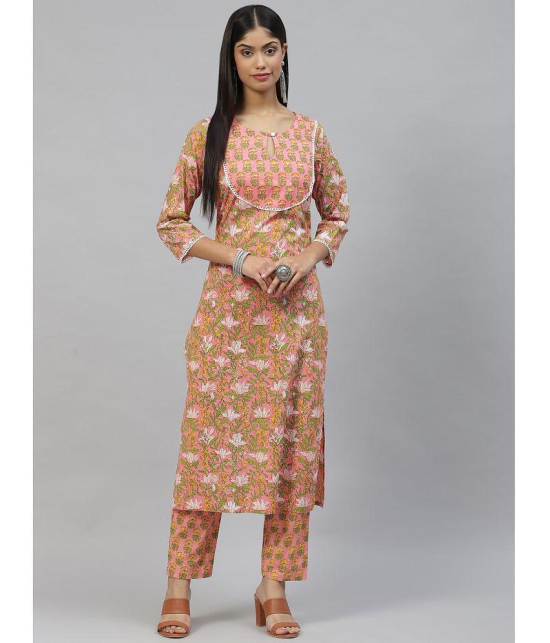 Divena - Pink Straight Cotton Women's Stitched Salwar Suit ( Pack of 1 ) - None