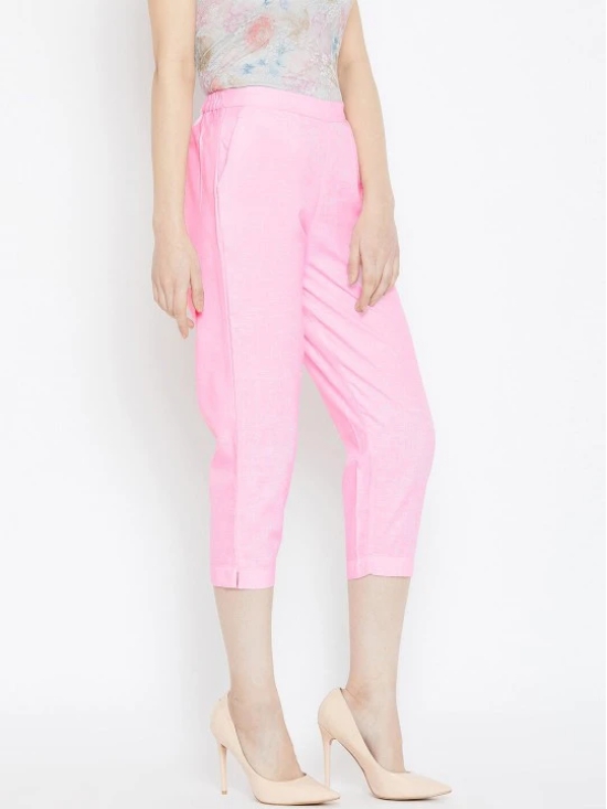 Women Pink Relaxed Pleated Cigerette Trousers