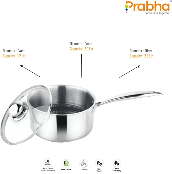 Triply Hexa Cube Saucepan With Lid-18CM / 2.6 Litre