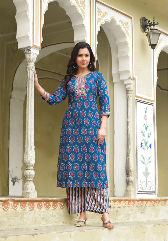 Aqua Blue color Simple and Beautiful Kurta set With Bottom and Dupatta-XL