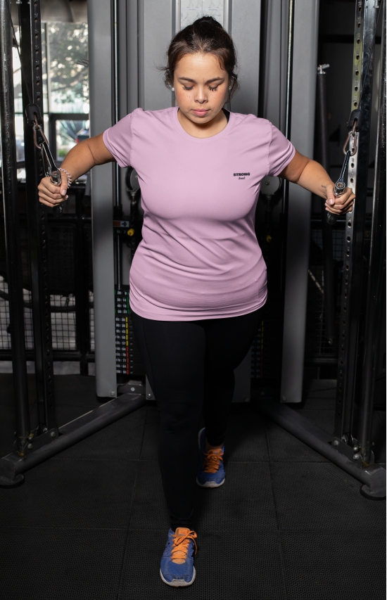 Pink Solid - Gym T Shirt-Pink / L - 42