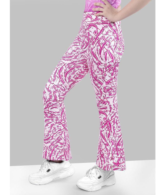 Pink printed Flared jeggings - None