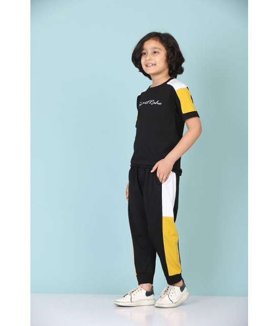 Rydho - Black Cotton Boys T-Shirt & Trackpants ( Pack of 1 ) - None