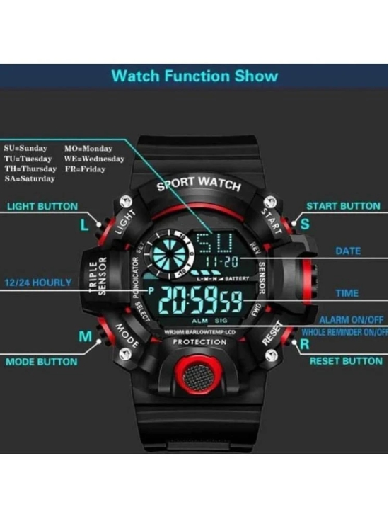 Rhonium Black PU Digital Mens Watch