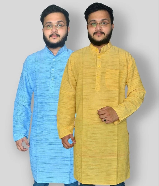 DESHBANDHU DBK - Multicolor Cotton Mens Regular Kurta ( Pack of 2 ) - None